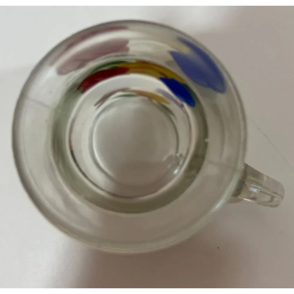 Vtg Hand Painted Glass Creamer Pear Plum Apple‎ colorful grannycore replacement
